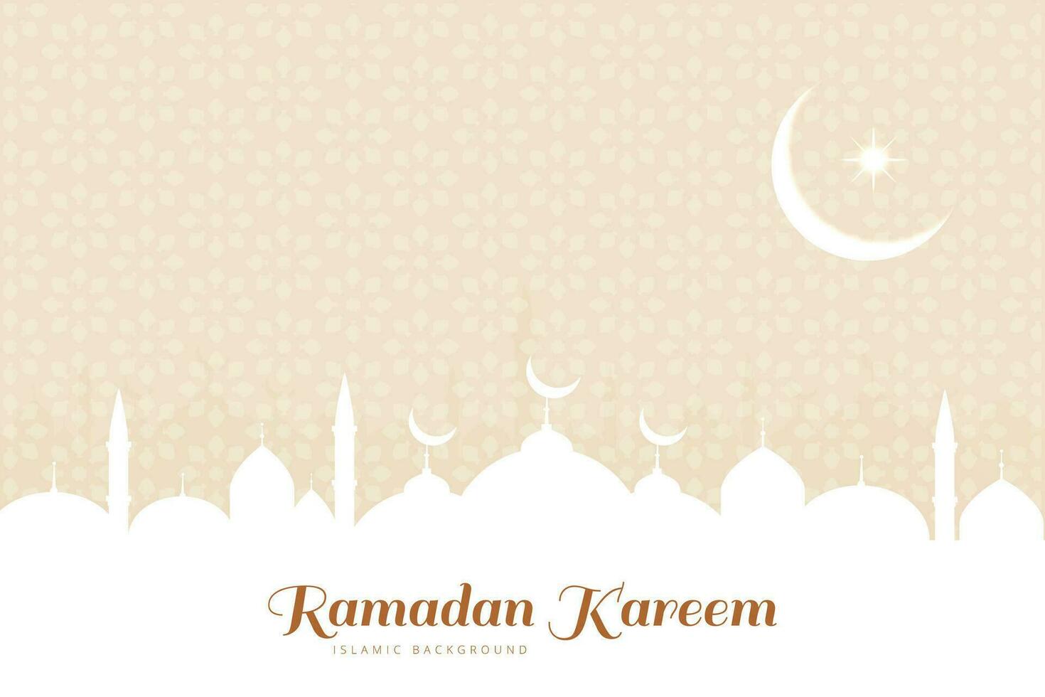 ramadan kareem greeting card with mosque and crescent vector