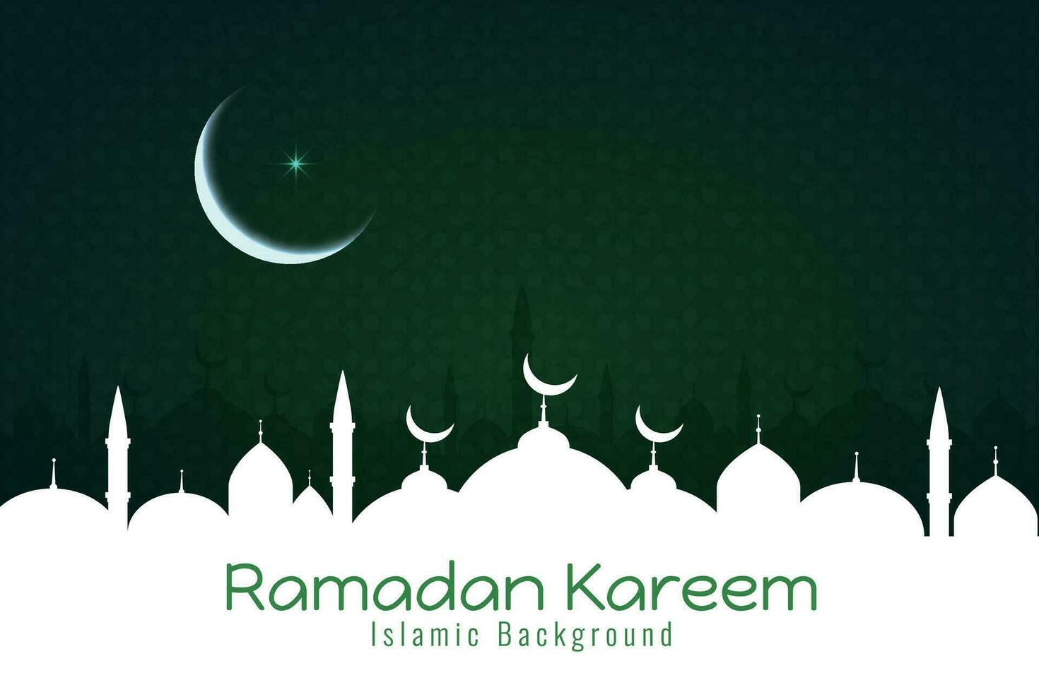 ramadan kareem background with mosque and crescent vector