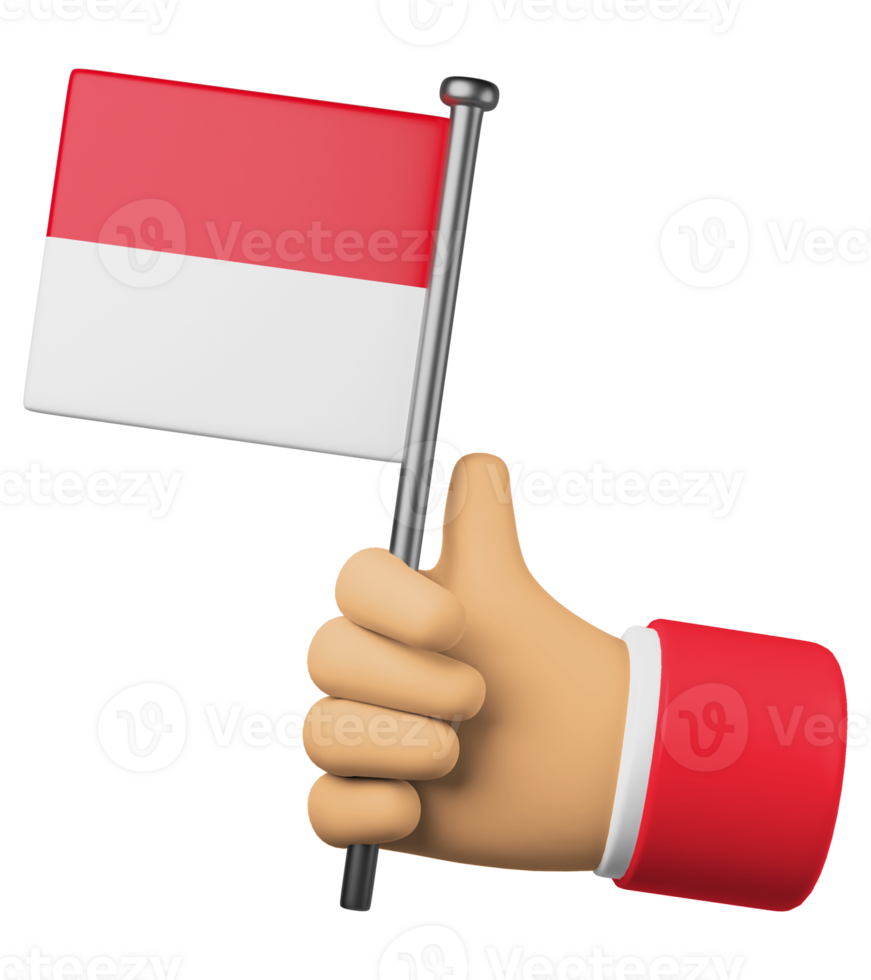 3d illustration hand holding national flag of indonesia png