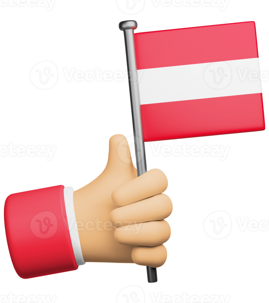 3d ilustração mão segurando nacional bandeira do Áustria png