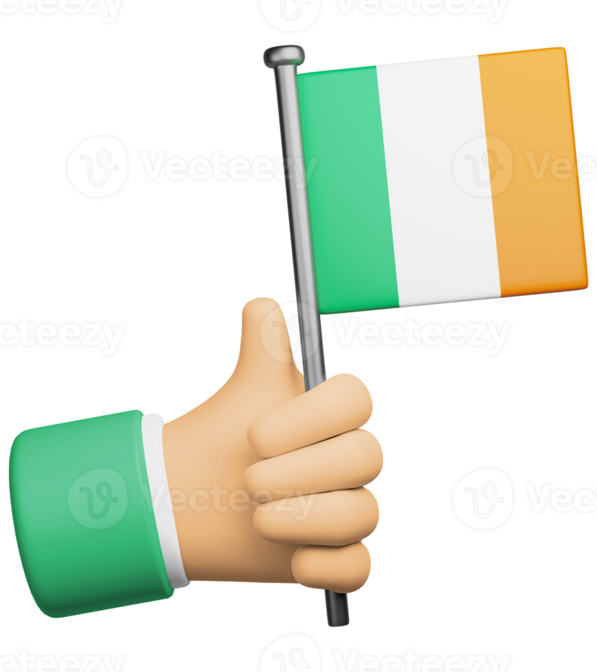 3d illustration hand holding national flag of Ireland png