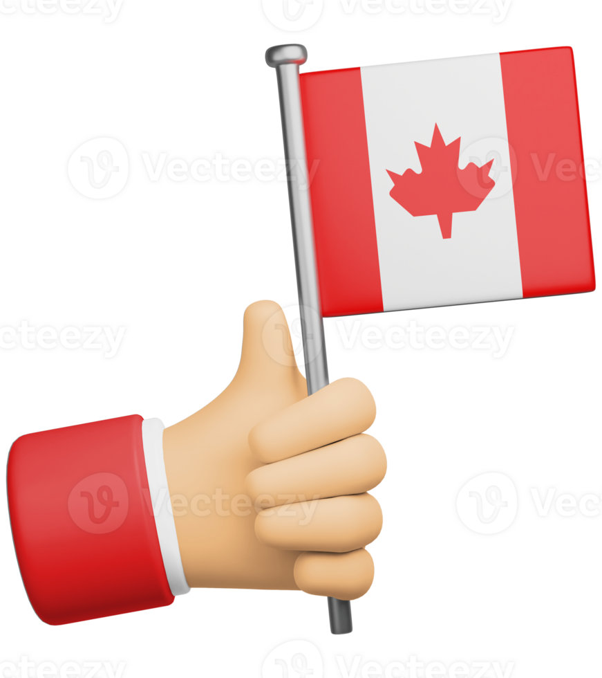 3d illustration hand holding national flag of cannada png