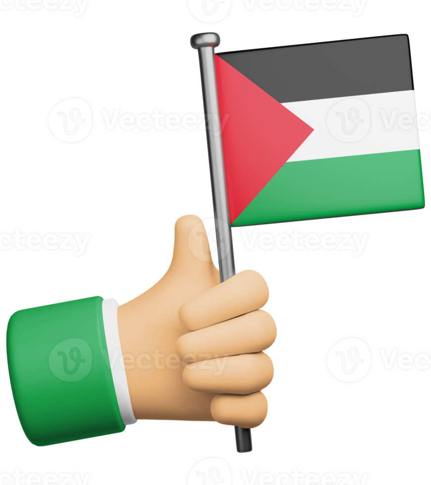 3d illustration hand holding national flag of palestine png