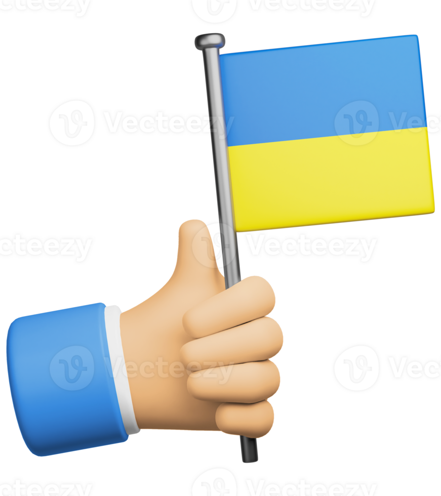 3d illustration main en portant nationale drapeau de Ukraine png