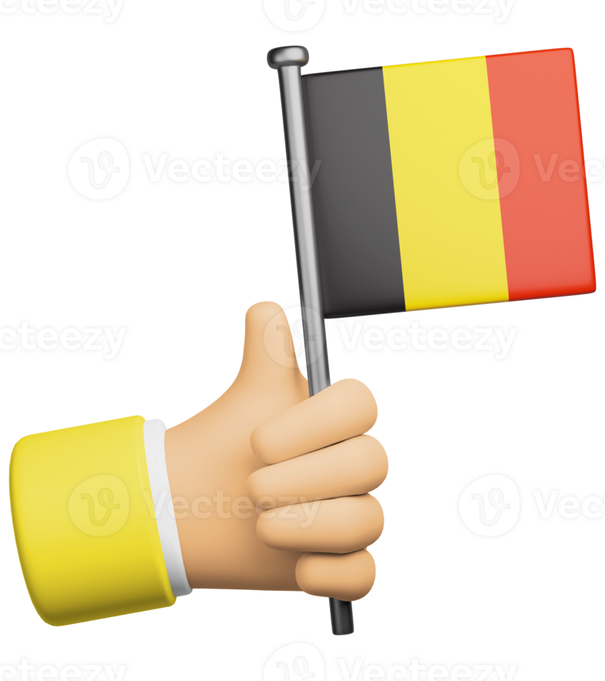 3d illustration hand holding national flag of belgium png