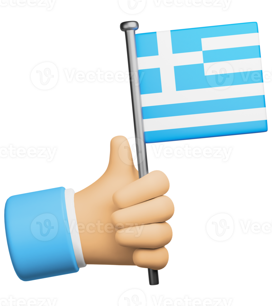 3d illustration hand holding national flag of Greece png