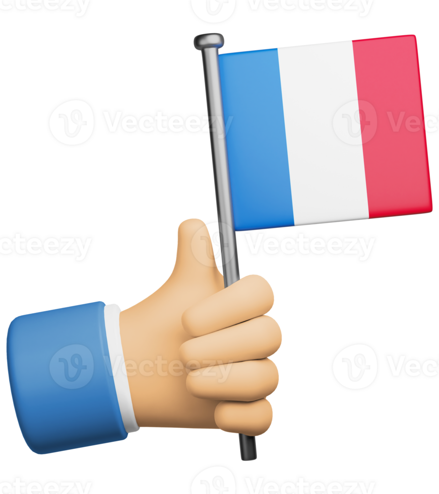 3d illustration hand holding national flag of france png