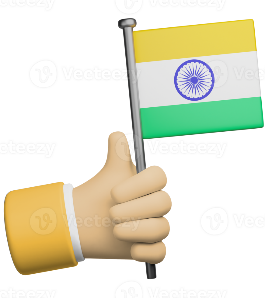 3d illustration hand holding national flag of india png