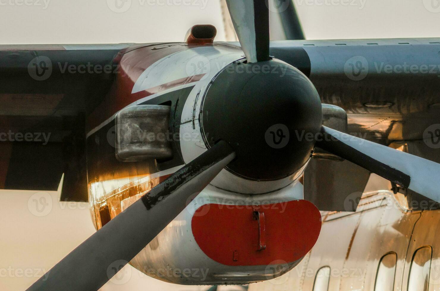 propeller blades of an old vintage airplane close up photo
