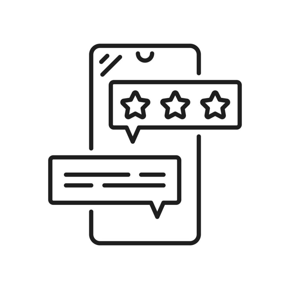 Review feedback, rating speech bubble on phone vector