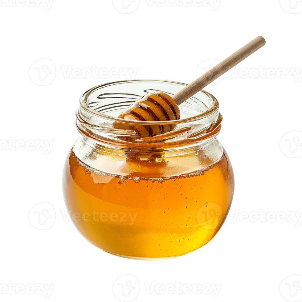 ai generado delicioso miel tarro con cazo - dulce orgánico Colmena producto png
