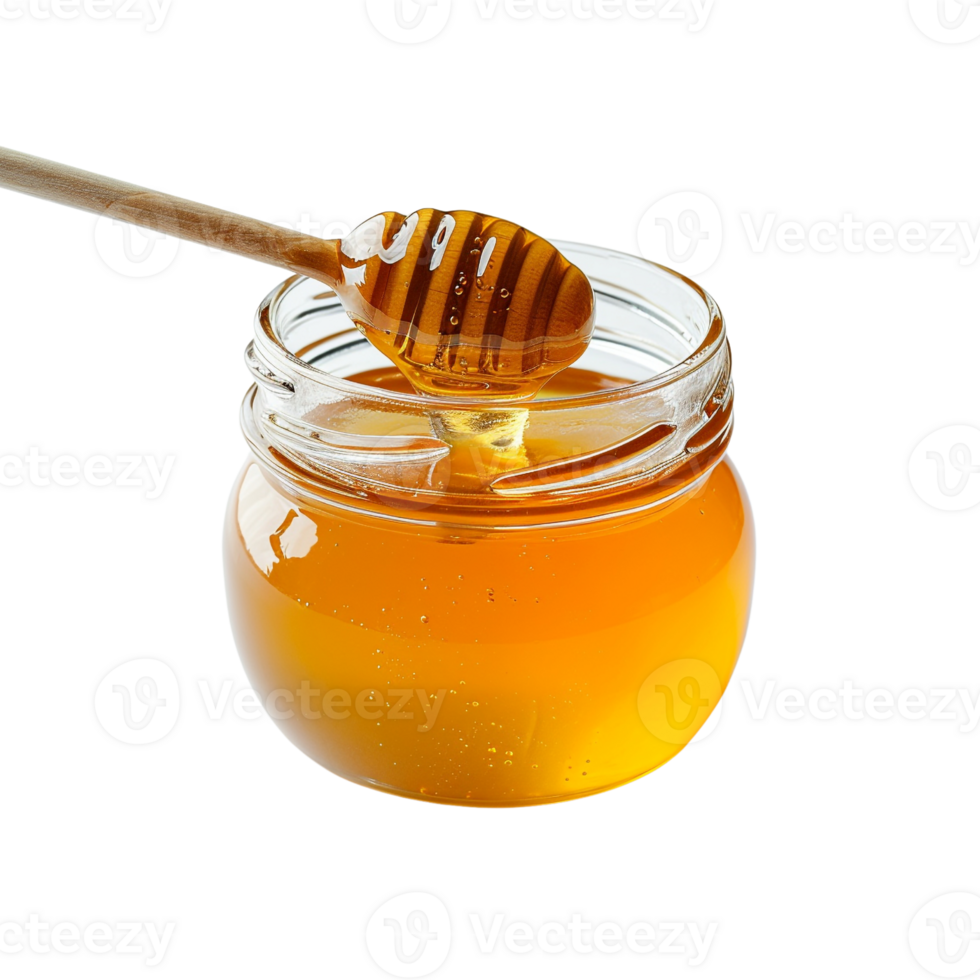 AI generated Delicious Honey Jar with Dipper - Sweet Organic Beehive Product png