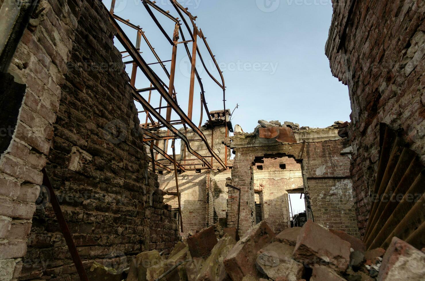 inside a damaged house in Ukraine photo