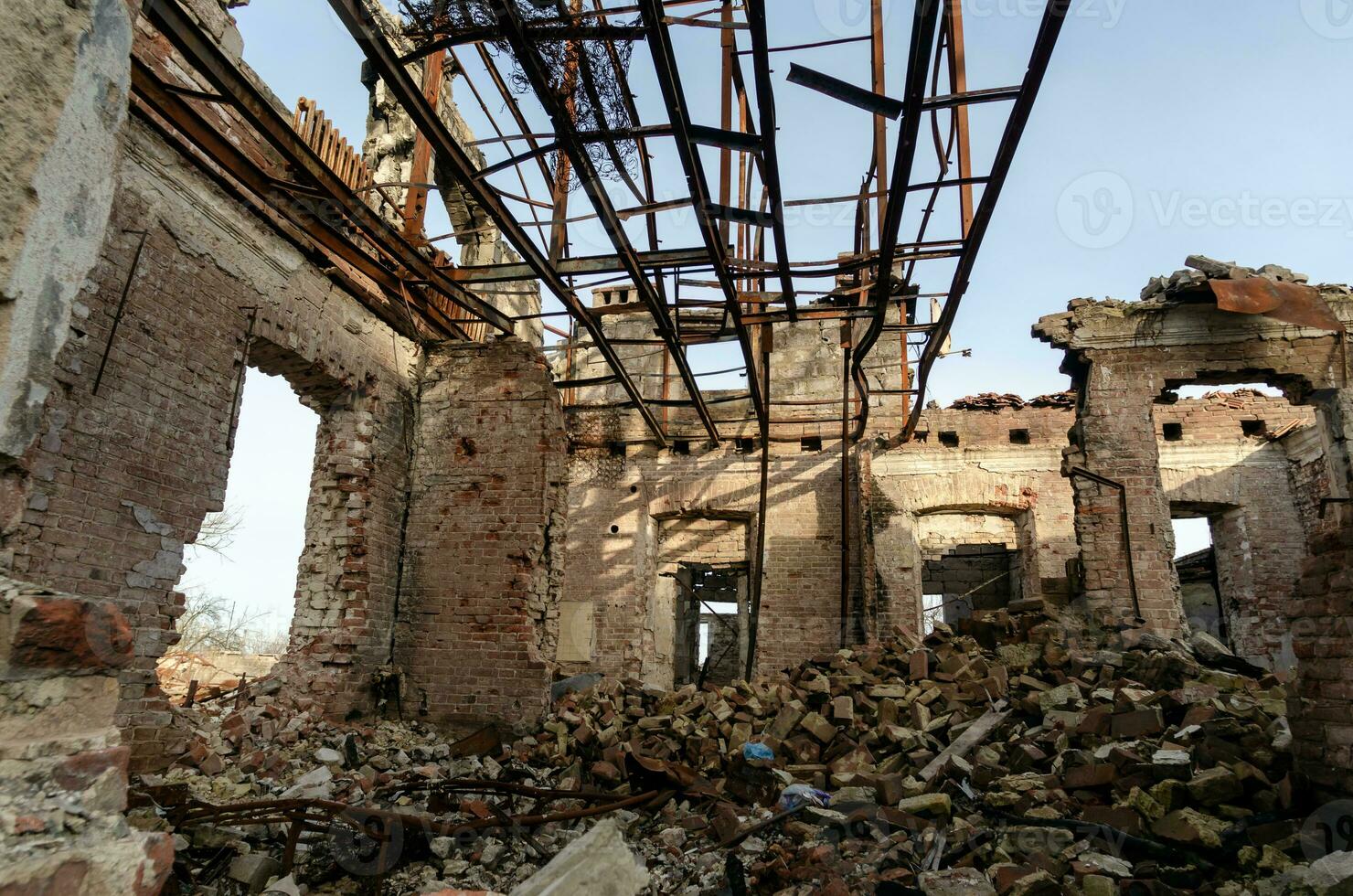 inside a damaged house in Ukraine photo