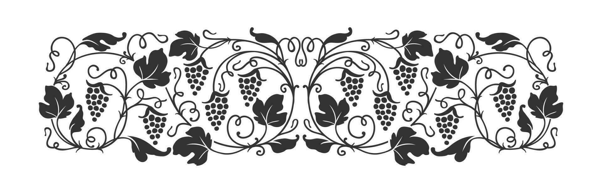 uva vino ornamento, vino borde, viñedo rama vector