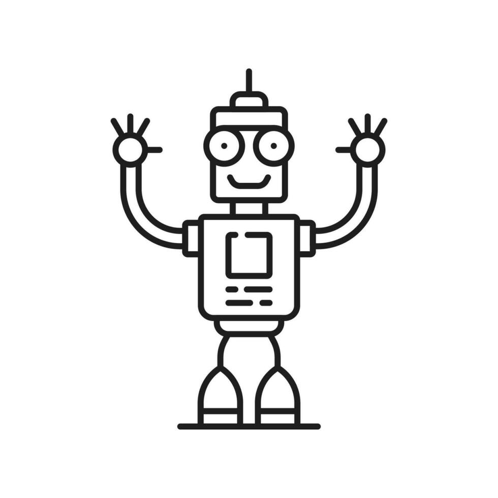 Robot line and outline icon, futuristic humanoid vector