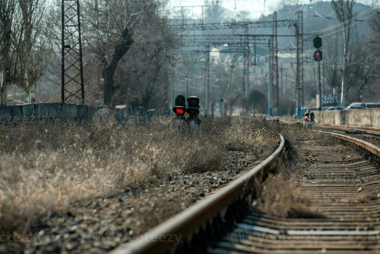 final de el la carretera ferrocarril en Ucrania foto