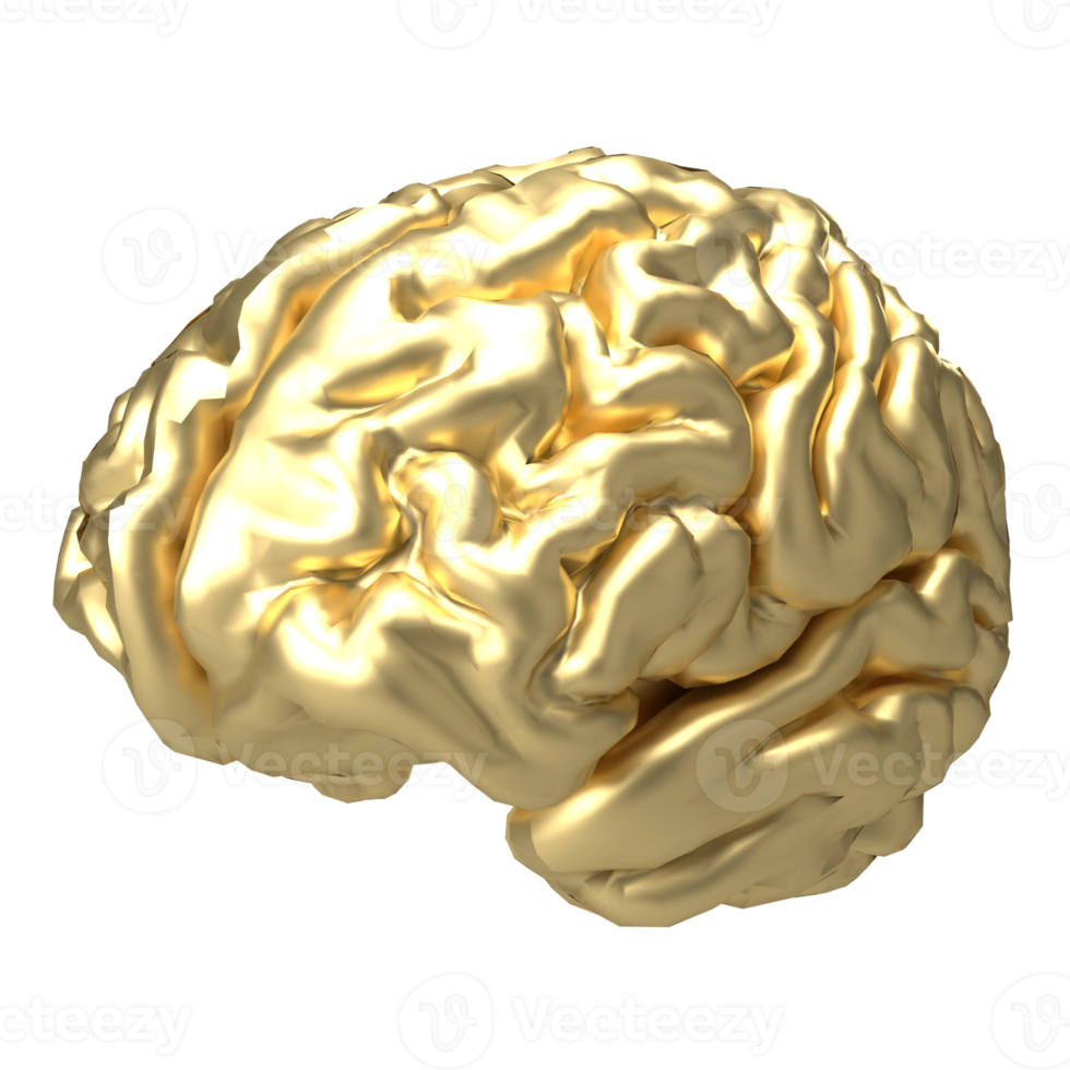 a dourado cérebro para criativo conceito 3d Renderização. png