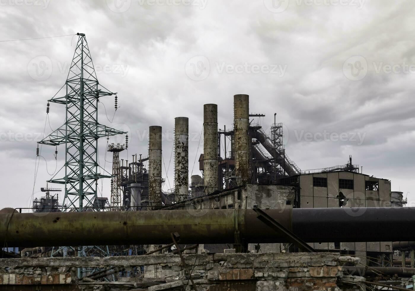 destroyed buildings of the workshop of the Azovstal plant in Mariupol Ukraine photo