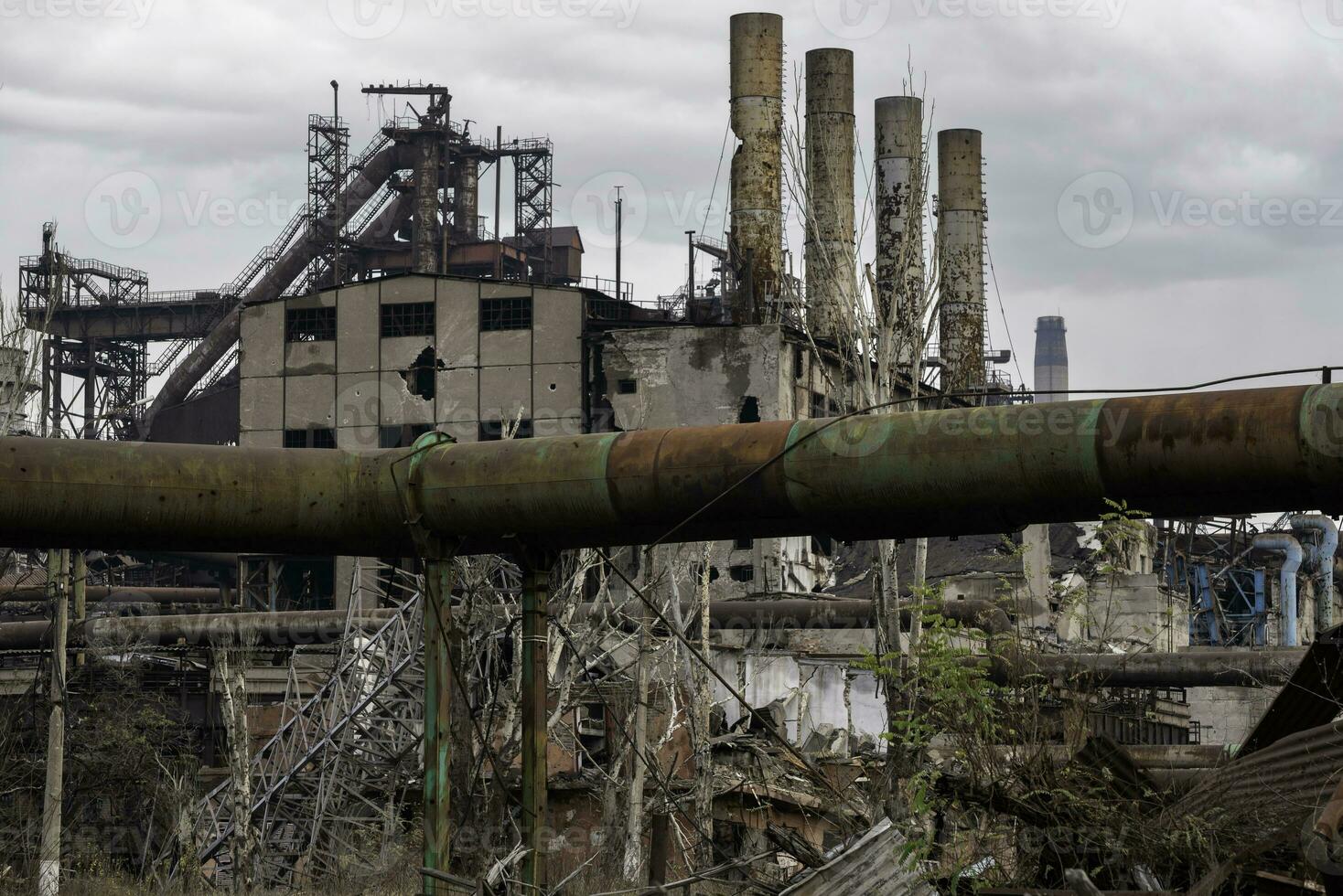 destroyed buildings of the workshop of the Azovstal plant in Mariupol Ukraine photo