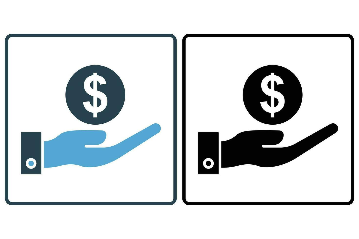 hand holding money icon. icon related to financial transactions. solid icon style. business element illustration vector