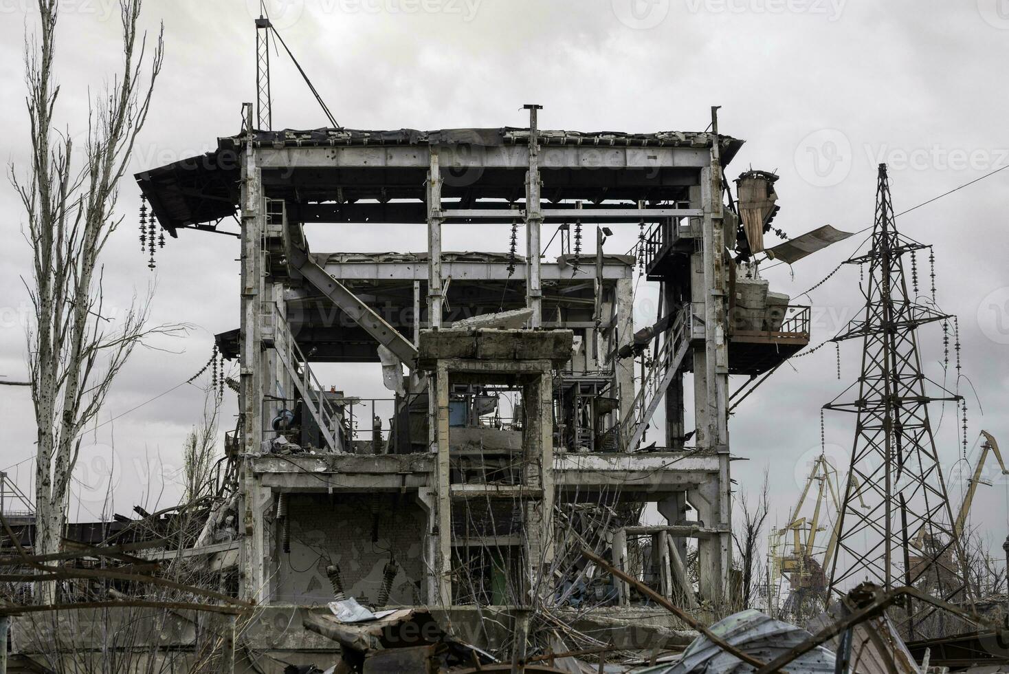 destroyed buildings of the workshop of the Azovstal plant in Mariupol Ukraine photo