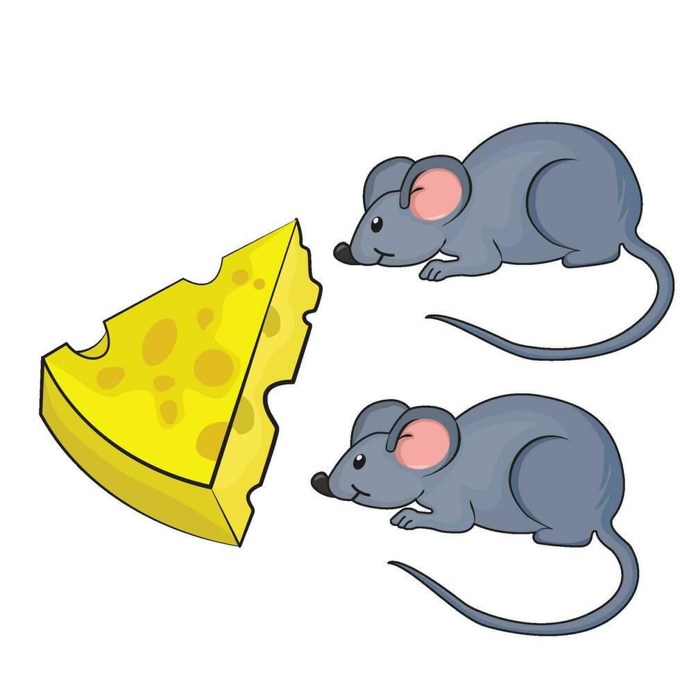 mouse with cheese illustration vector