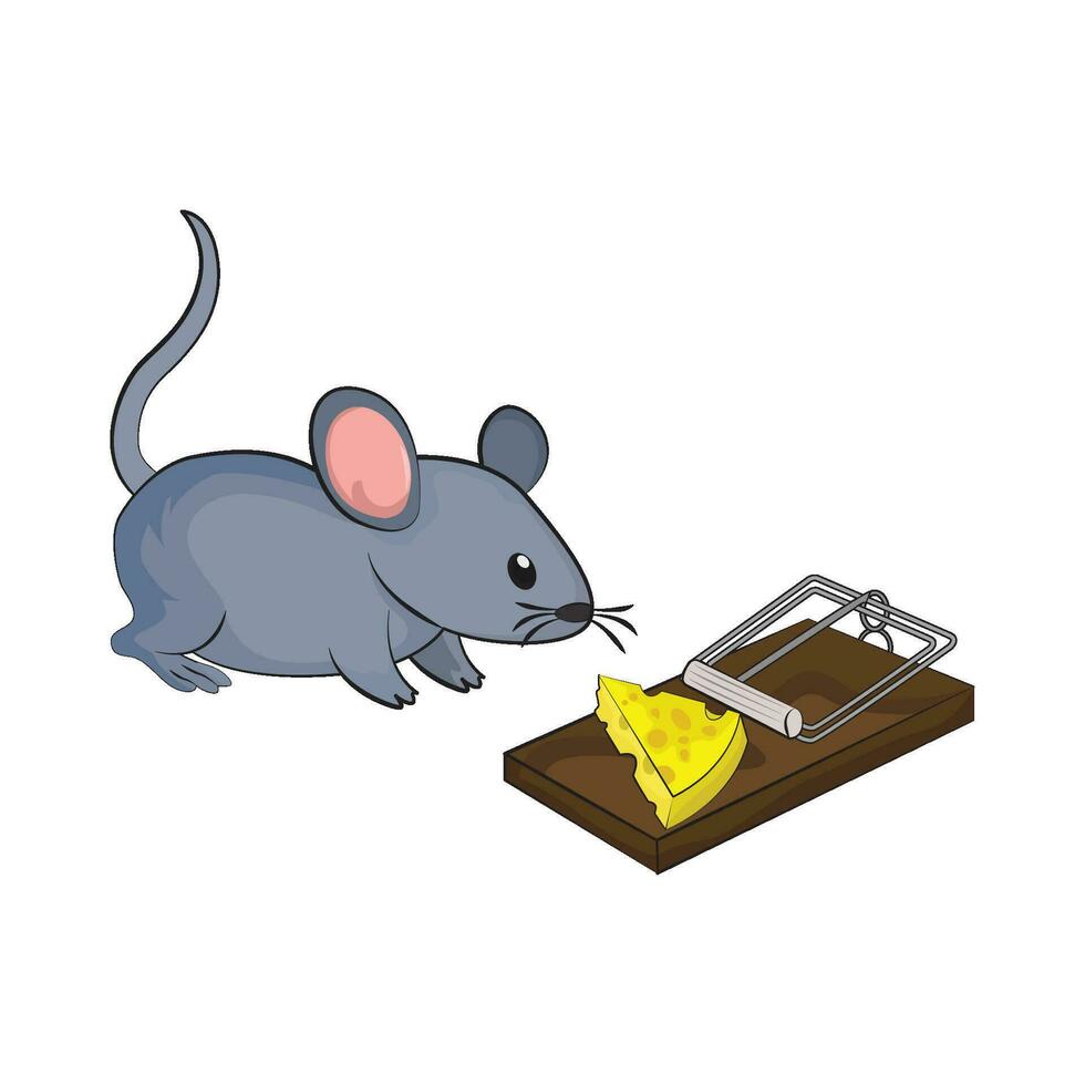 mouse trap illustration vector