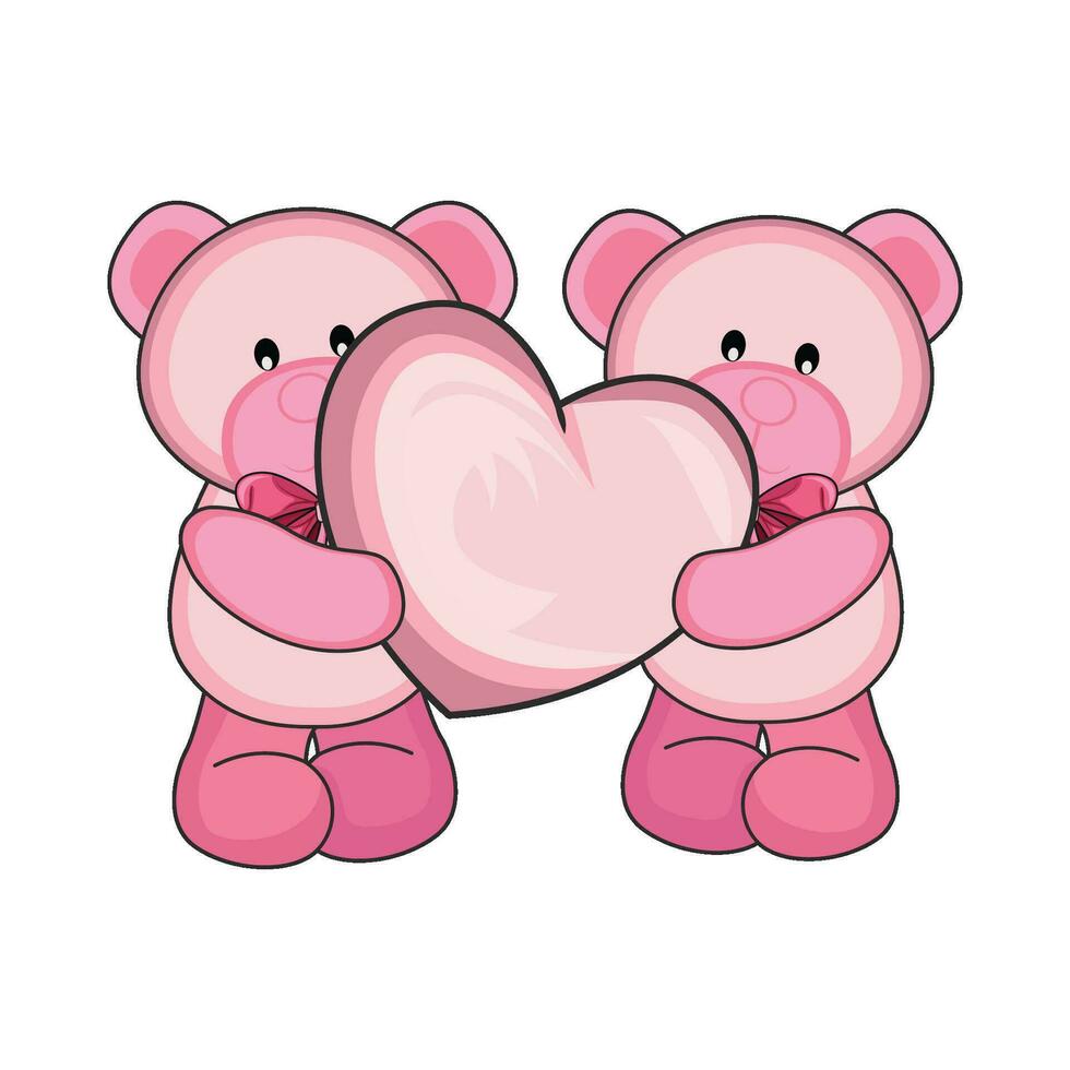 illustration of two teddy bears vector