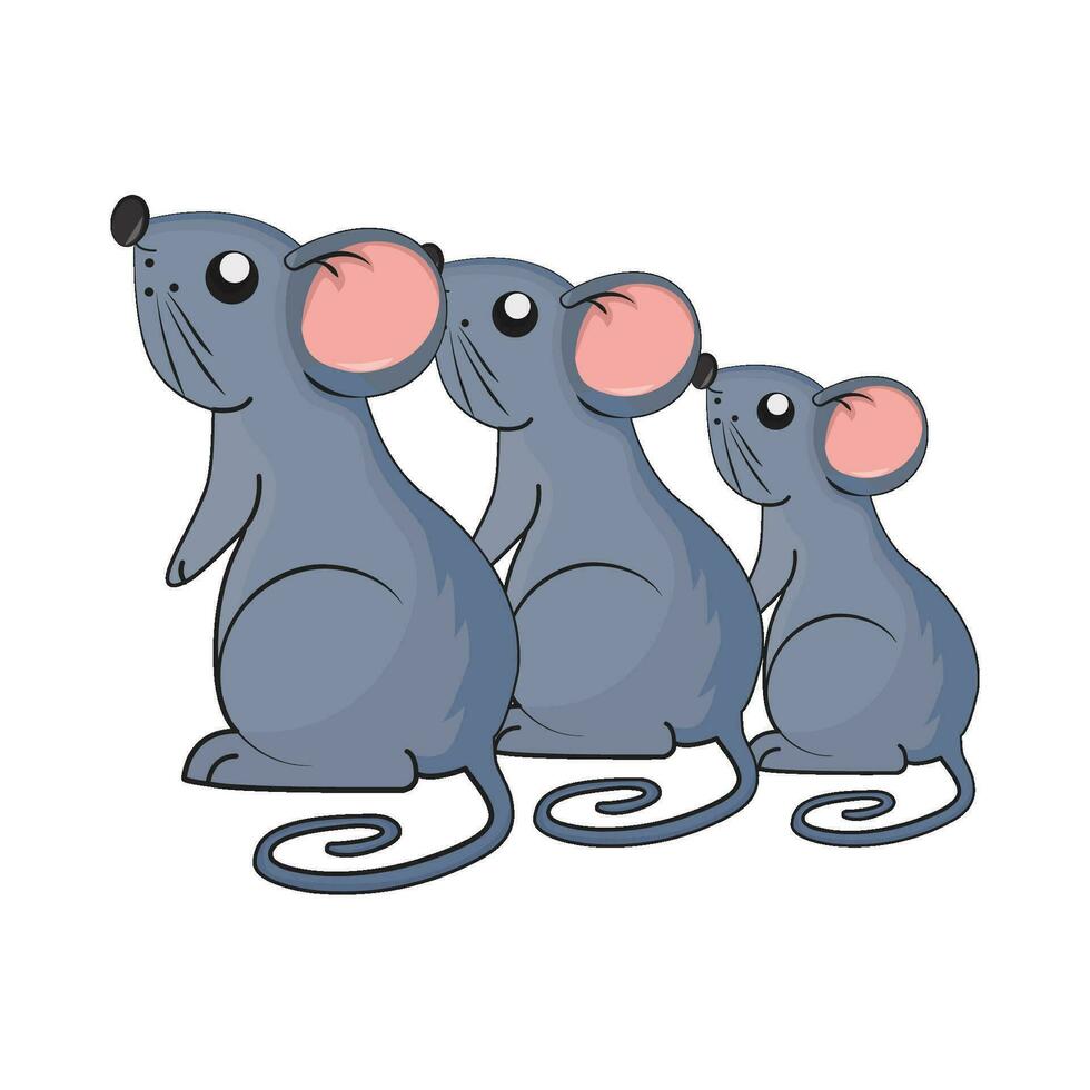 three mice illustration vector