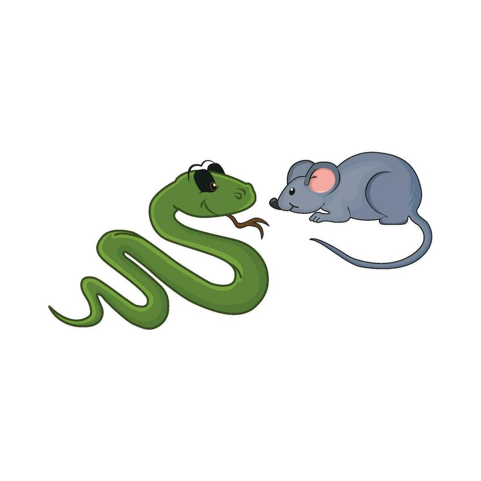 ratón con serpiente ilustración vector