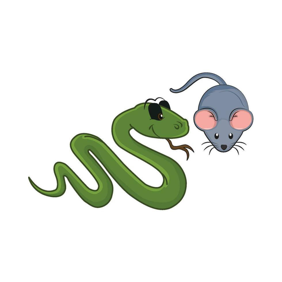 mouse with snake illustration vector