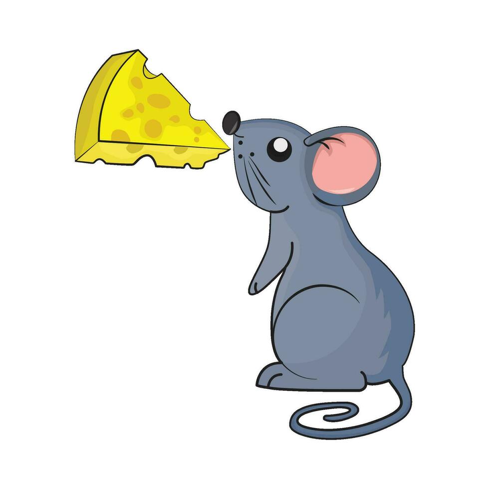 mouse with cheese illustration vector