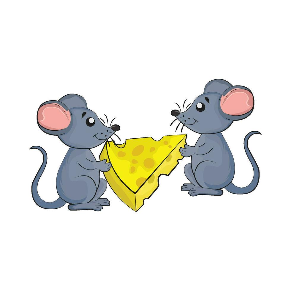 mouse with cheese illustration vector