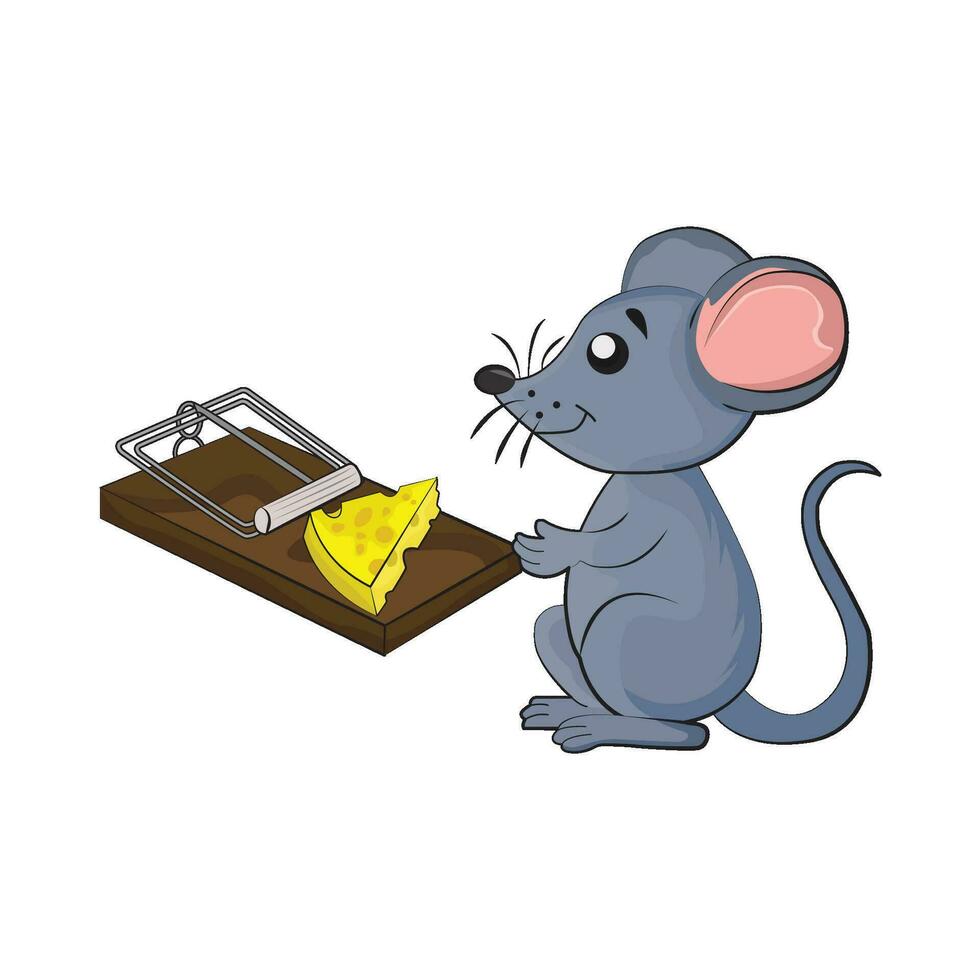 mouse trap illustration vector