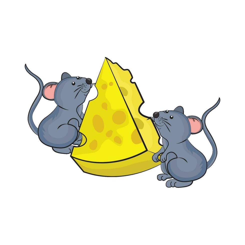 mouse with cheese illustration vector