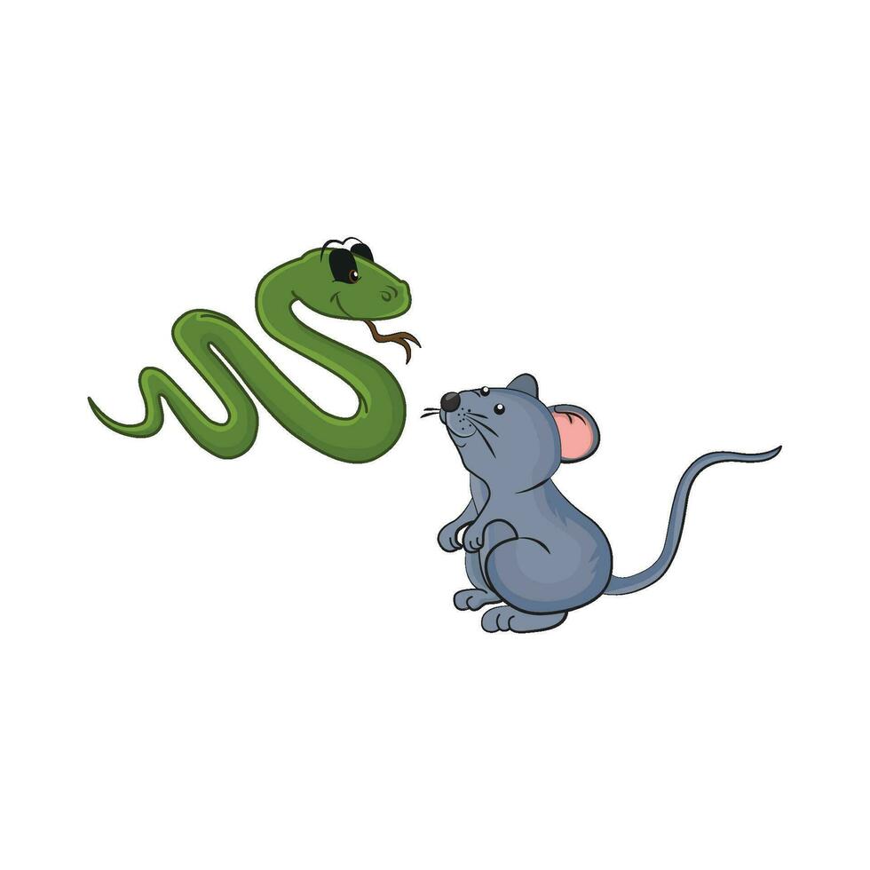 mouse and snake illustration vector