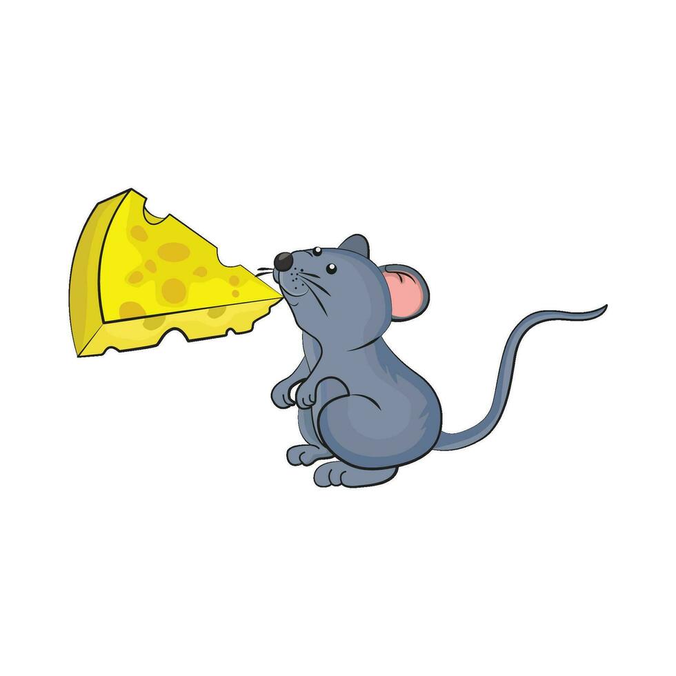 mouse with cheese illustration vector