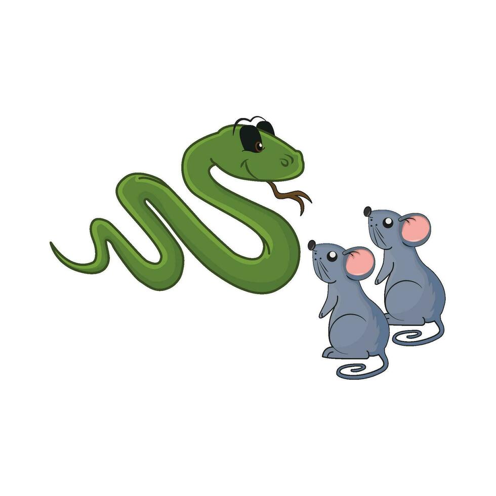 mouse with snake illustration vector