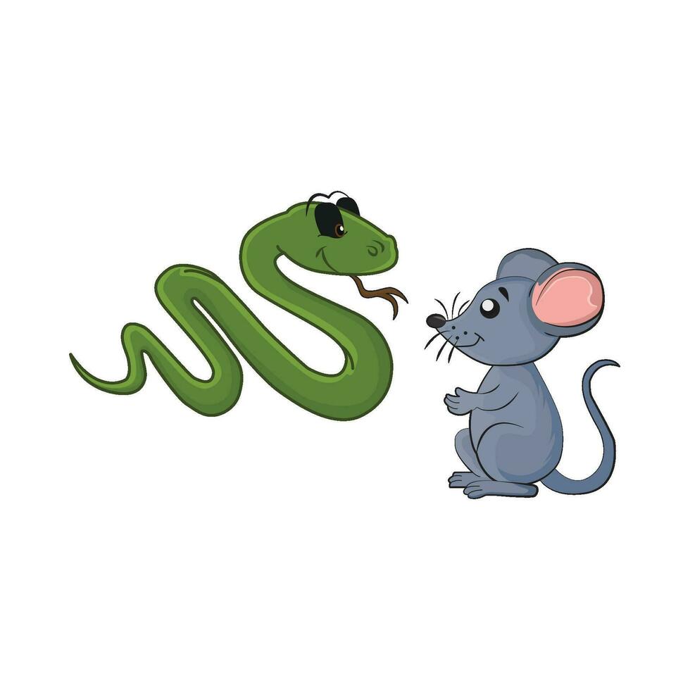 mouse with snake illustration vector