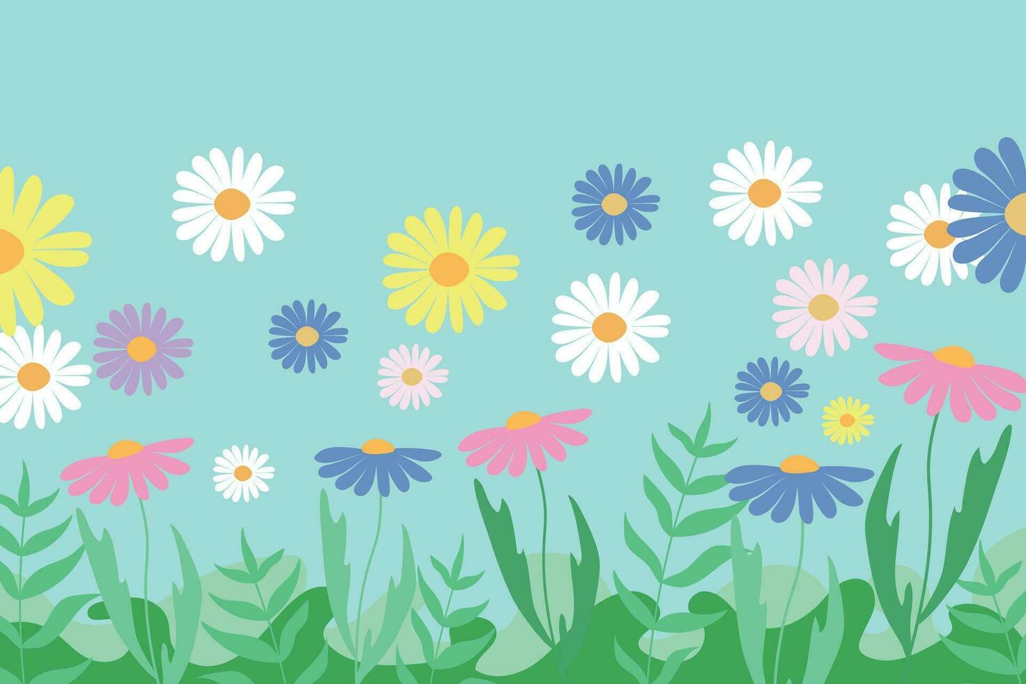 Floral background. Template with daisies for cards, covers, different designs. vector