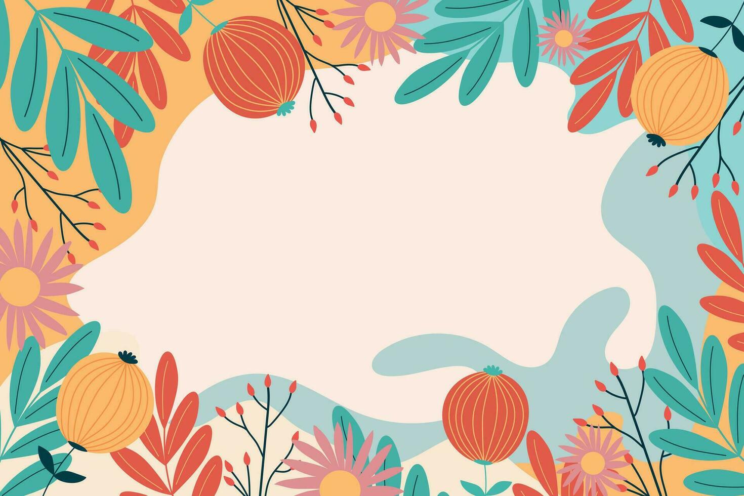 Background with creative flowers. Cover with flowers. Pattern with plants. vector