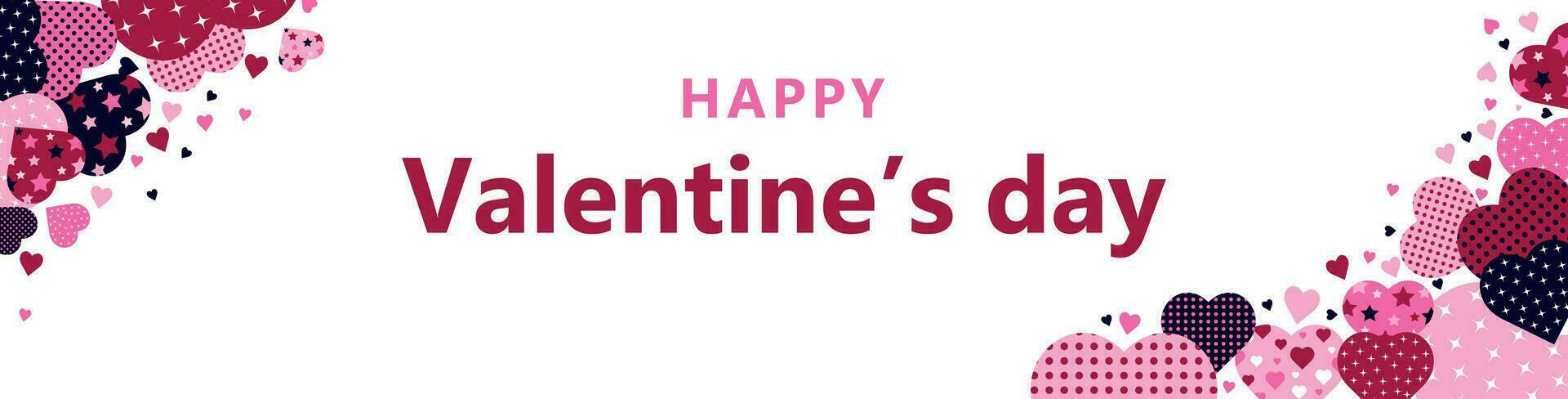 Valentine's day banner with hearts in red and pink. vector