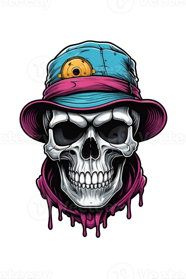 AI generated Skull in cap with skull tattoo on the background png