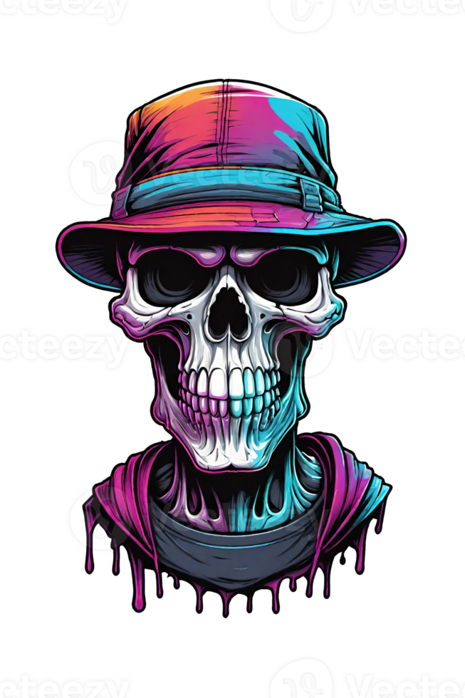 AI generated Skull in cap with skull tattoo on the background png