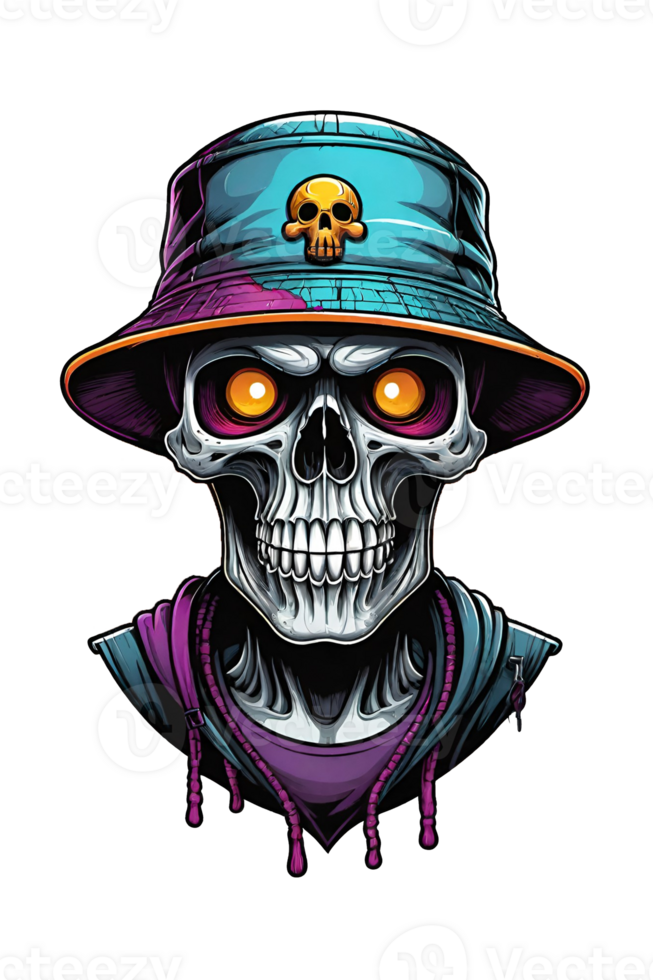 AI generated Skull in cap with skull tattoo on the background png