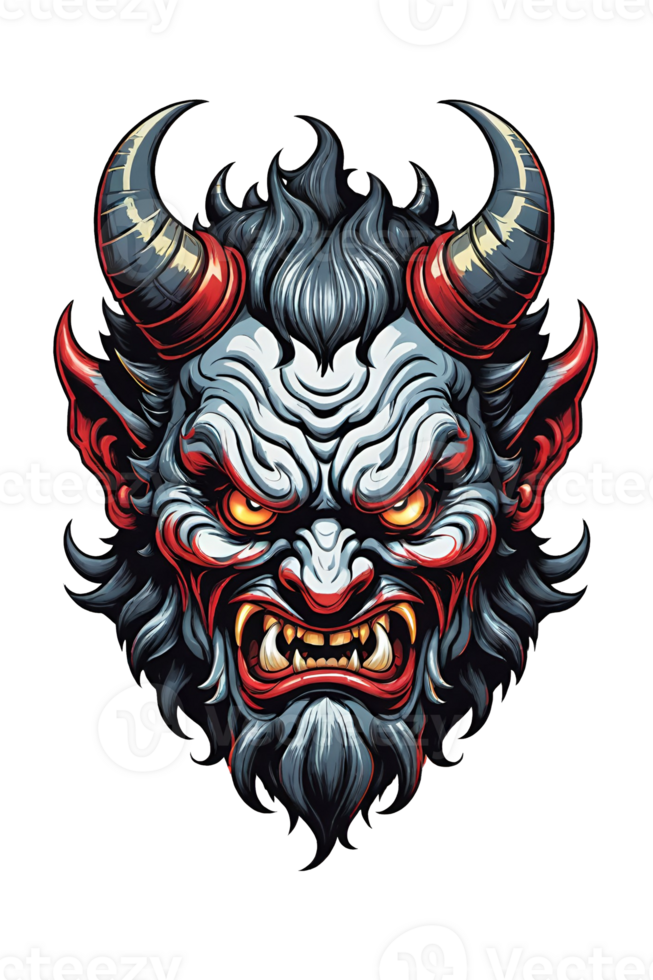 AI generated Devil head with horns on transparent background png