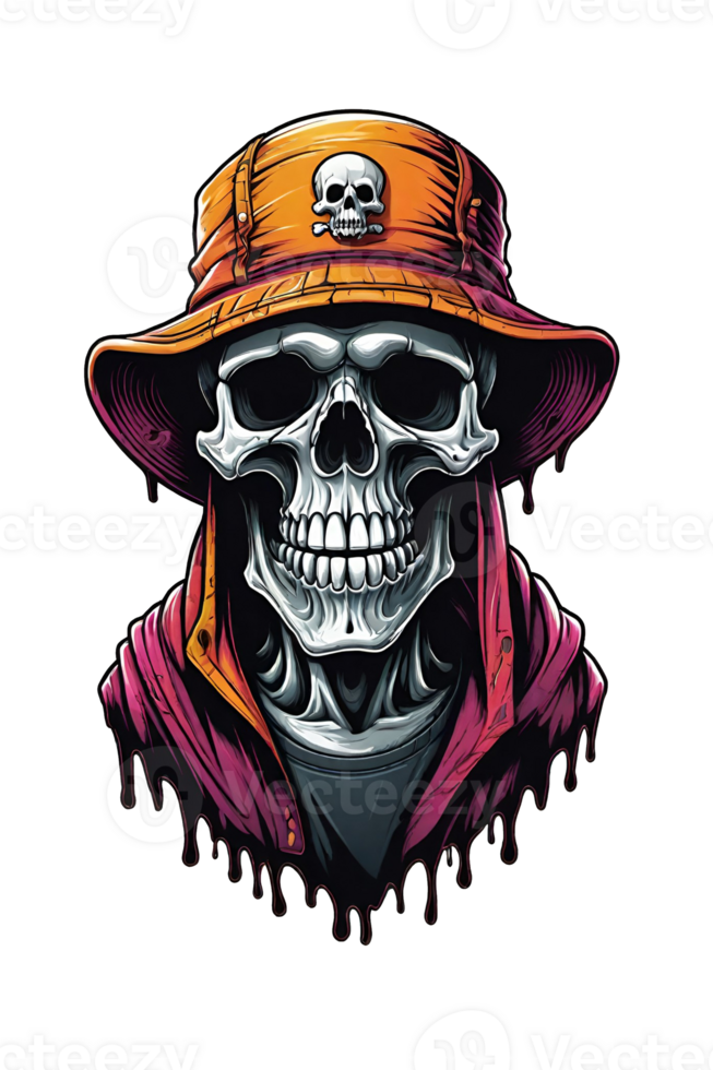AI generated Skull in cap with skull tattoo on the background png