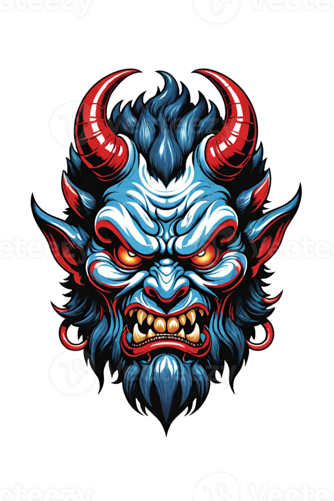 AI generated Devil head with horns on transparent background png