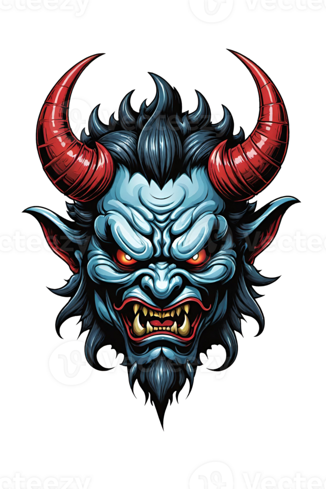 AI generated Devil head with horns on transparent background png